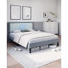 Full Size Bed Frame, Tufted Platform Bed Frame with Adjustable Height Headboard, Velvet Mix Color Upholstered Bed Frame, Light Blue - 3 of 4