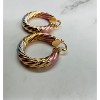 RMZ GOLD NYC 18K Gold Tri-Color Bamboo Hoop Earrings – 40mm - 3 of 3