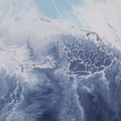Blue Lagoon Abstract Gel Coat Canvas Wall Art Set with Silver Frame