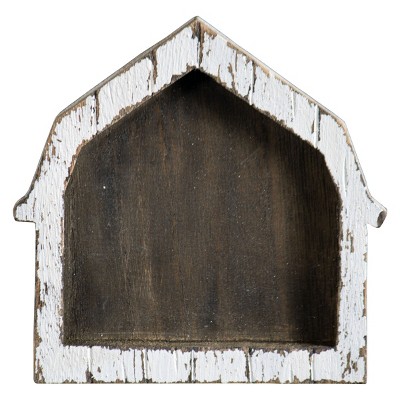 Rustic Antique White Wood Barn Shaped Decorative Storage Trinket Tray - Foreside Home & Garden