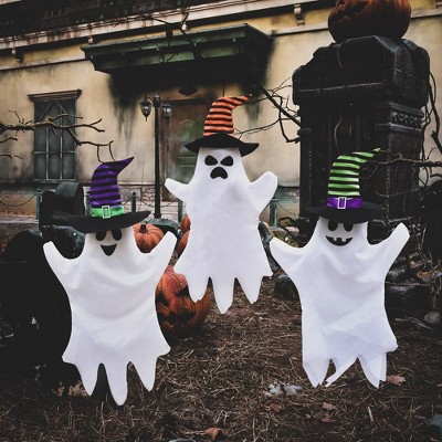 Nifti Nest 3 PCS Halloween Hanging Ghosts with Witch Hats
