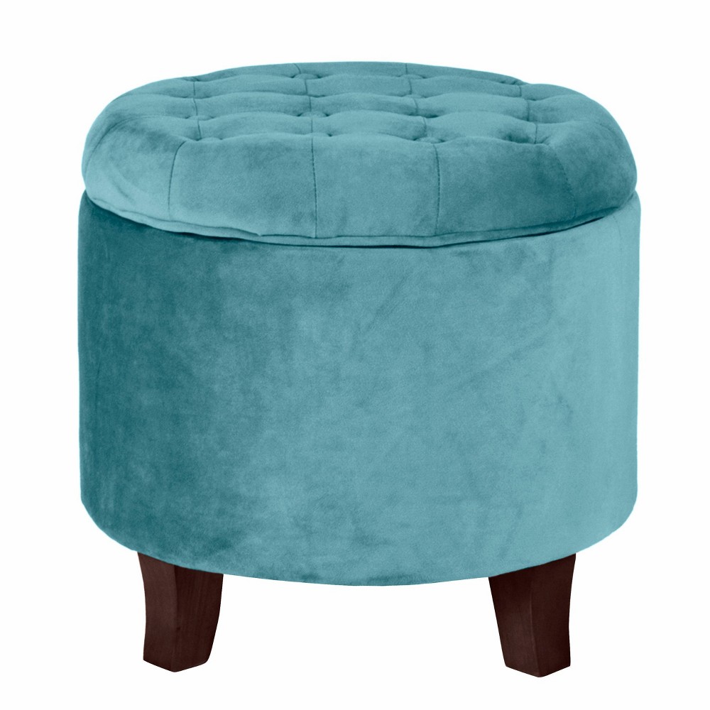 Velvet Tufted Round Ottoman with Storage Teal - HomePop was $89.99 now $67.49 (25.0% off)