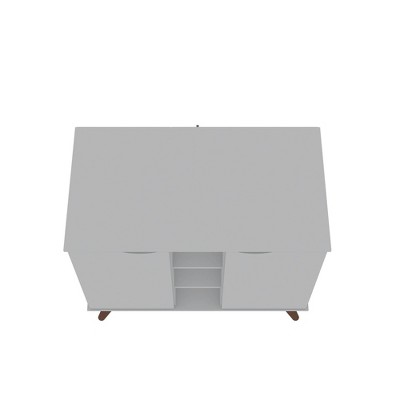 Mid-Century Modern White Buffet Stand with Splayed Solid Wood Legs