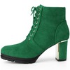 BLISSFUL STEP Women's Round Toe Lace Up Chunky Heel Combat Boots - 3 of 4