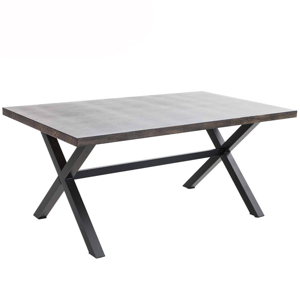 Photos - Garden Furniture 65.9" Rectangle Large Metal Patio Table - Black - Captiva Designs