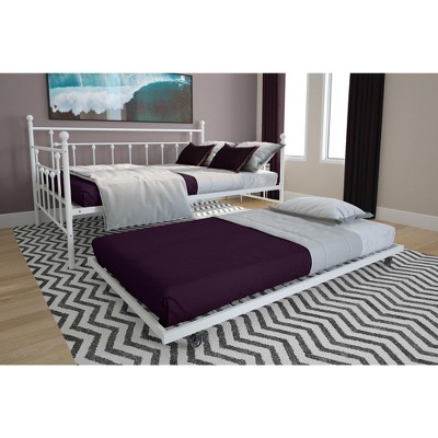 White Metal Full Daybed with Twin Trundle and Slats