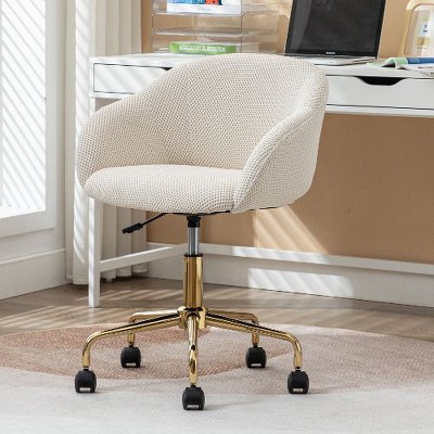 CAVINAS Mesh Fabric Home Office Chair, 360°Swivel Chair Adjustable Height with Gold Metal Base, Ergonomic Home Office Desk Chairs, Office Chair
