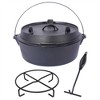 SKRAN Pre-Seasoned Cast Iron Dutch Oven With Skillet Lid, Camping Deep Pot for Camping Cooking BBQ Baking Campfire, With Iron Pot Rack, 4.5 Quart - 2 of 4