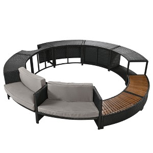 YOOCOZZ  Patio Rattan Sofa Set with Storage & Cushions - 1 of 4