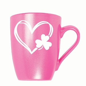 Elanze Designs Heart Outline With Three Leaf Clover 10 ounce New Bone China Coffee Tea Cup Mug, Princess Pink - 1 of 4