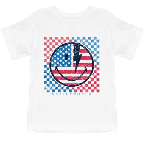 The Juniper Shop SmileyWorld Patriotic Checkered Lightning Toddler Short Sleeve Tee - 1 of 4