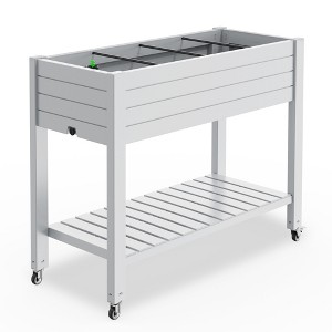 Infurnic Planters, Tall Raised Garden Bed Outdoor with Wheels and Storage Shelf, Portable Planter Box for Patio Balcony Backyard, White, 48"*24"*33" - 1 of 4