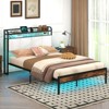 Safstar Full Size Bed Frame w/LED Light & Charging Station Heavy Duty Metal Platform Bed - 3 of 4