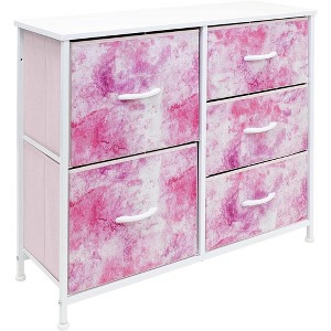Sorbus  Dresser with 5 Drawers - Storage Chest Organizer with Steel Frame, Wood Top, Handles, Fabric Bins - 1 of 4