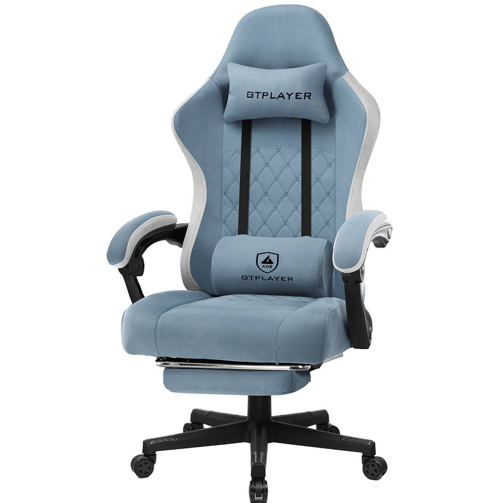 GTPLAYER Gaming Chair Fabric Office Chair with Linkage Armrests Computer Chair Light Blue