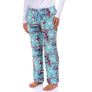 Seven Times Six Disney Stitch Pajama Pants Women's Santa Hat Gifts Lounge Bottoms - 1 of 4