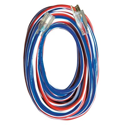 USW 14/3 50ft SJTW Red White and Blue Lighted Extension Cord