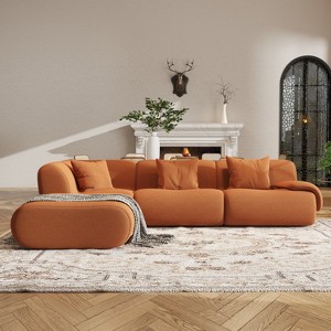 SYFERLORY 116.5" L-Shaped Modular Sectional Sofa 3 Seater Oversized Sectional Sofa For Living Room，Orange - 1 of 4