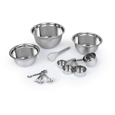 12 Piece Kitchen Mixing & Measuring Set, Stainless Steel Mixing Bowl, Measuring Cups, Spoons, and Whisk, For Cooking And Baking