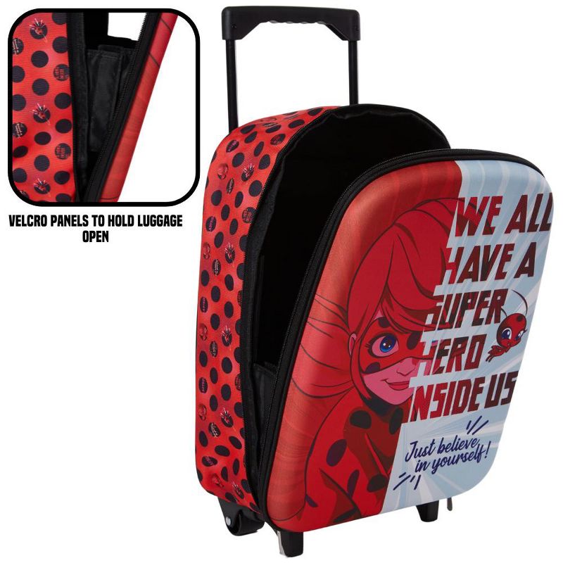 Miraculous Ladybug Carry On Rolling Kids Luggage with Wheels for Girls, 18 Inch, Superhero Lady Bug Convertible Duffle Bag with Side Handle, 3 of 10
