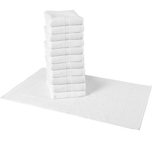Admiral Hospitality Bath Mats (12 Pack), 20x30, Cotton/Polyester Blend, White - 1 of 4