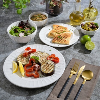 White Embossed Porcelain 40-Piece Dinnerware Set, Service for 8