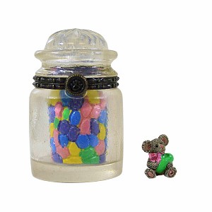 Boyds Bears Resin 3.75 In Sweetie's Candy Jar W/ J.B. Mcnibble Treasure Box Figurines - 1 of 3