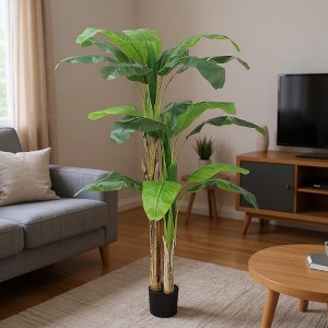 GustoWave 5FT Artificial Lifelike Fake Palm Plant for Home & Office Decor, No Maintenance, Fade-Resistant, Adjustable Branch, Perfect - 1 of 4