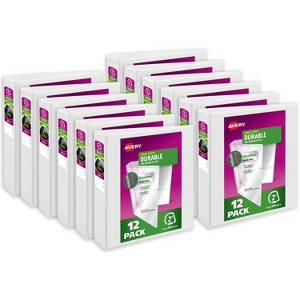 Avery Durable View 3 Ring Binders, 2 Inch Slant Rings, 530-Sheet Capacity, DuraHinge, 2.8 Inch Wide Spine, Customizable Clear Cover and Spine, White - 1 of 4