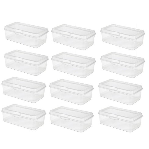 Clear Plastic Storage Boxes with Black Lids Strong Stackable Container Box Home 