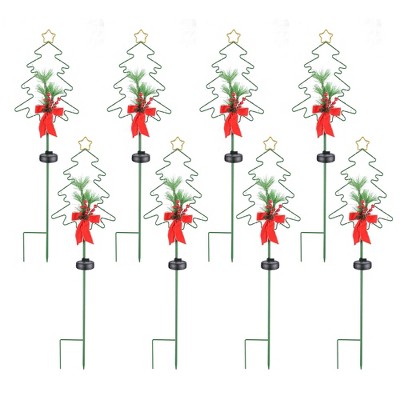 Yescom 8 Pcs Red Berries Tree Stake Christmas Pathway Decoration Waterproof for Garden Yard