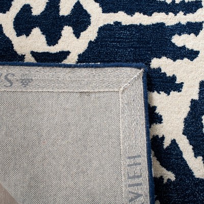 Royal Blue and Ivory Wool Tufted Square Area Rug