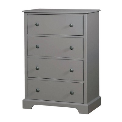 4 Drawer Transitional Wooden Chest with Panel Base Gray - Benzara