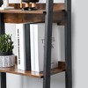 VASAGLE 4-Tier Bookshelf Ladder Bookcase for Home Office, Living Room, Bedroom, Kitchen, Rustic Brown and Ink Black - 2 of 4
