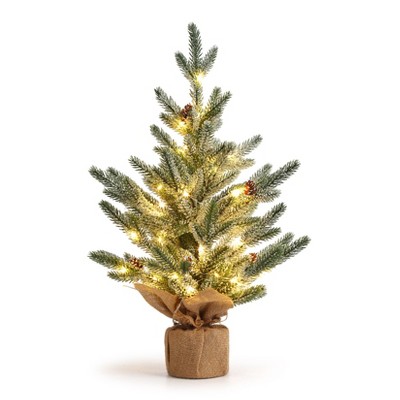 COZONY 2 Ft Pre-Lit Tabletop Christmas Tree with 50 LED Lights, 24 Inch Artificial Mini Xmas Tree for Dining Room Office Desk Decor
