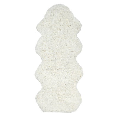 nuLOOM Hand Tufted One and Half Piece Faux Sheepskin Accent Rug - Off-White (2'x4' 5")