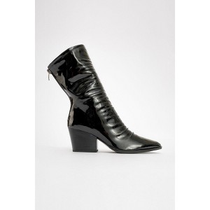 Laval - Black Patent Back-Zip Block Heel Boot (Women) black patent 5.5 Prologue Shoes - 1 of 4