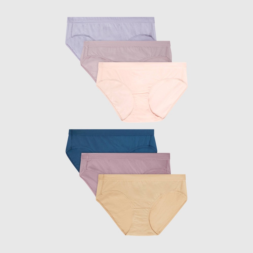 Hanes Women's 6pk Pure Comfort Organic Cotton Hipster Underwear - Assorted Neutrals 5: Solid Knit Mid Rise