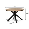 Round Outdoor Dining Table, Teak Acacia Wood Patio Tabletop with Black Metal Legs – Cuddlewood - 4 of 4