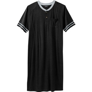 KingSize Men's Big & Tall Short-Sleeve Jersey Henley Nightshirt - 1 of 4