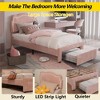 Twin Velvet Upholstered Bed Frame with Adjustable Headboard, Princess Platform Bed with Wooden Slats, No Box Spring Needed - 4 of 4