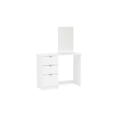 New Minas Vanity with Mirror White - Polifurniture: 3 Drawers, Modern Design, Wood Composite