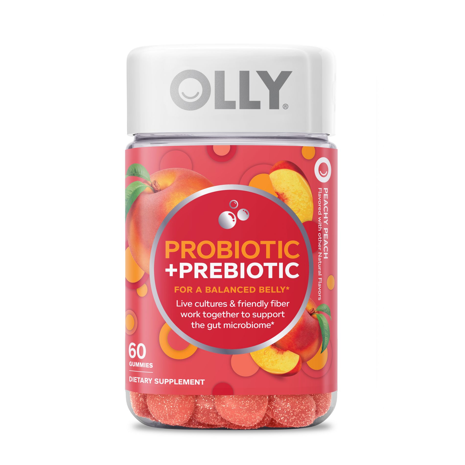 OLLY Probiotic + Prebiotic Gummies - Peachy Peach- 60ct