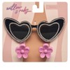 Willow & Ruby Kid's Fun Sunglasses with Hair Clip Set for Girls - Sunnies & Claws in Black With Pink Flower Hair Claws - 4 of 4