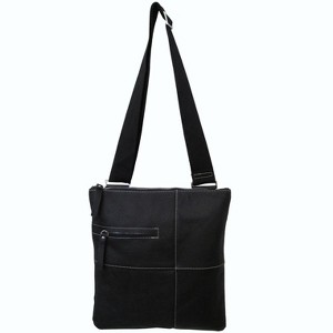AmeriLeather Slim Crossbody Messenger Bag – Top-Grain Cowhide, Dual Zipper Pockets, Adjustable Strap, 11.75" x 13.5" Compact Satchel - 1 of 3