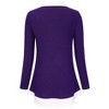 Women's Long Sleeve Contrast Collared Shirts Patchwork Work Blouse Tunics Tops Long Sleeve Purple XL - 4 of 4