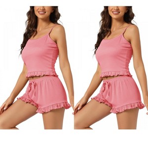 INSPIRE CHIC Women's 2 Pcs Lounge Cami & Shorts Ruffled Pajama Sets - 1 of 4