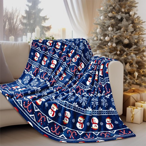 Pavilia Premium Fleece Throw Blanket For Sofa Couch, Soft Flannel Plaid  Stripe Decorative Print Blanket, Blue Christmas/throw - 50x60 : Target