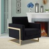 LeisureMod Lincoln Accent Arm Chair Upholstered in Velvet with Gold Frame - 2 of 4