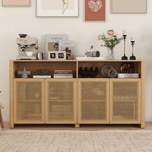 Bella Depot Mid Century Modern 63" Rattan Sideboard Buffet Cabinet with Storage for Living Room, Entryway, Kitchen - 1 of 4